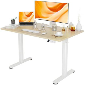 Claiks昇降デスク電動スタンディングデスク昇降式テーブル幅120cm*奥行き60cmテレワークオフィスデスク在宅ワークパソコンデスク高さ調節メモリー機能ホワイトフレーム/ナチュラル天板