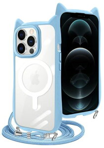 tuulaasii For iPhone 13 Pro Max �p �P�[�X �N���A �L�� mimi MagSafe�Ή� TPU PC �X�g���b�v�t�� �V�����_�[ �X�g���b�v���E�� �������� ���O���\ �˂��݂� �L �l�R �˂� �V���v�� �������