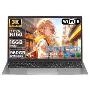2026�ŐV�m�[�g�p�\�R���EOffice2024����16�C���`N150 �ő�3.6GHz (16GB RAM 960GB Nvme SSD)3K����?�E�m�[�gPC/ Win11 Pro /3K �t��HD /4�R�A/4�X���b�h