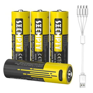 SZEMPTY�P3�`�[�d���d�r4��3000mWh(2000mAh)��e�ʒP�O1.5V��d��USB���`�E���C�I���[�d�r(��1200��g�p�\�}���[�dUSB-C4in1�[�d�P�[�u���t�����ʂȏ[�d��͕s�v)