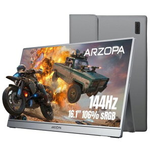ARZOPA 16.1�C���` ���o�C�����j�^�[ �O���[ 144Hz �Q�[�~���O���j�^�[ 1920x1080FHD �Q�[�����j�^�[ �����IPS�t���p�l�� �X�C�b�`�p�f�B�X�v���C �����^ HDR���[�h�Ή� �u���[���C�g�@�\