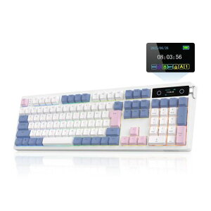 MechLands x EPOMAKER TH108 PRO ���{��z�� ���J�j�J���L�[�{�[�h �t���T�C�Y �e���L�[�t�� �Q�[�~���O�L�[�{�[�h ���C�����X 2.4GHz/BT5.0/Type-C�ڑ�(Blue&White, Sea Salt Silent)