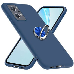 OPPOReno7Aケースリング付きシリコン保護ケース磨り表面Reno7Aスマホケースtpuスリム薄型ストラップホール付き一体型指紋防止軽量人気オッポリノ7a携帯カバー青W-PYZH-02-03