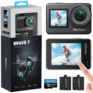 �A�N�V�����J����-AKASO Brave7-4K 256GB �E�F�A���u���J���� IPX8�{�@�h��10M �����J���� 6����Ԃ�␳ WiFi �A�N�V�����J��