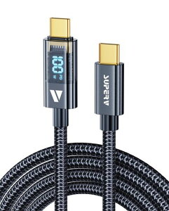 SUPERVRt4�}���[�dUSBCtoC�P�[�u��[100WPD�Ή�2m]LED�f�B�X�v���C����iPhoneAndroid�e��Ή�(200cm�u���b�N)