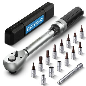 GOYOJOトルクレンチプレセット型16点セット差込角(1/4インチ)2-24N.m両回転対応トルク精度プラスマイナス3%自動車用、自電車、オートバイ、機械の整備作業工具(2-24N.m16点)