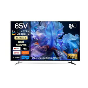 FPD 65�^ 4K Mini LED �`���[�i�[���X�e���r 144Hz VRR 3�X�s�[�J�[���� Google TV eARC�Ή� (JG65)
