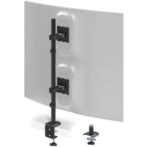 ACCURTEK省スペース高耐荷重モニターアーム49型までx2台対応20kg/台上下配置VESA75/100mmスイベル・チルト・回転アームレス設計デスククランプ式ブラックAC09-20P