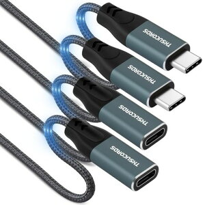 ThsucordsUSBC延長ケーブル0.5M2本入りUSBTypeC3.210Gbps100Wオス-メスケーブルMacBookPro/Air、電話、タブレットなど用