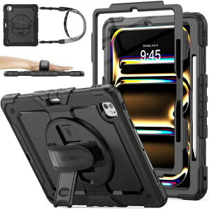 SEYMACstock2025�N/2024�N13�C���`iPadPro(M5/M4)�ϏՌ��P�[�X�ی�t�B�����t���y�����[360°��]�X�^���h�n���h�X�g���b�v�V�����_�[�X�g���b�v�S�ʕی�J�o�[iPadPro13