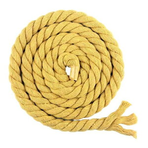 カラー綿ロープ直径8mm/10mm/12mm/20mm綿ロープ3ツ打10M/20M柔らか太い手芸用天然コットンロープ手作りインテリア飾りDIY(イエロー8mm/10M)