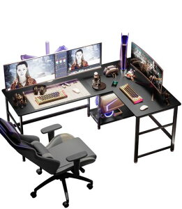 DEWELパソコンデスクl字幅180+120cm奥行60cm2段収納棚付き左右交換設置可PCデスクオフィスデスクゲーミングデスク高さ72cmテレワーク超ワイド天板省スペース棚高さ調整可能傷・汚れ・水分・…