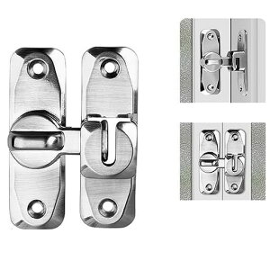 Ifukensドアロック後付け鍵玄関ドア鍵後付け回転式ラッチ2点セット扉窓ロックドア鍵後付け室内ドア鍵後付け鍵部屋鍵後付け内鍵ドアロック引き戸鍵90度と180度兼用蝶型亜鉛合金玄関