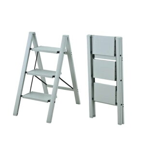 3段脚立セージグリーン(くすみグリーン系)全アルミ製幅広ステップ踏み台折りたたみ式軽量コンパクト収納滑り止め付き耐荷重150kg安定感室内外兼用おしゃれカラー高所作業キッチン洗濯…