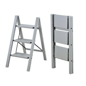 三段脚立くすみグレー全アルミ製幅広ステップ軽量折りたたみ式踏み台滑り止め付き室内外兼用耐荷重150kgおしゃれカラーコンパクト収納キッチン洗濯物ベランダ用
