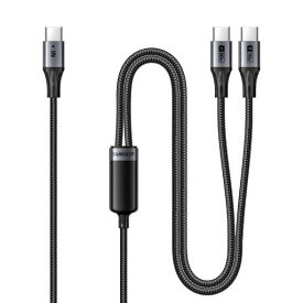 SUNGUY2in1USB-CtoUSB-Cケーブル1.5MPD急速充電最大60WTypeC充電ケーブルUSB2.0データ転送高耐久ナイロン編みiPhone17/16/15シリーズ、GalaxyS25/S24、iPad