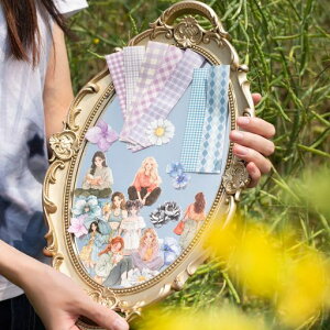 Coefuyarシールコラージュ素材詰め合わせ和紙かわいい女の子粘着力なしレトロおしゃれヴィンテージ花韓国6個大容量人物(女の子)