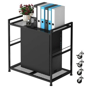 サイドワゴンパソコンラックパソコンワゴンスチールラック2段プリンター台サイドテーブルデスクサイドワゴンキャスター付きオープンラックデスク下収納キッチンラック収納棚すき間…