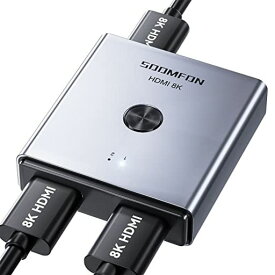 HDMI 切り替え器 8K 60FPS - SOOMFON HDMI 2.1 セレクター 2入力1出力 4K 144HZ HDR 3D HDCP2.3 手動 切り替え SWITCH/PC/PS5/PS4/HDTV/XBOX/DVDプレーヤーなど対応