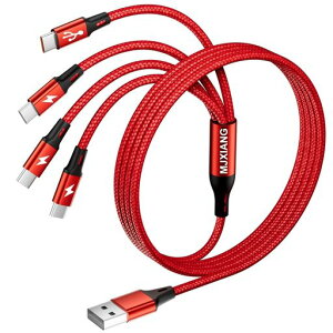MJXIANG �}���`USB C�P�[�u�� �}���[�d [3.1A/1.2M/2�p�b�N]QC 3.0 USB C�X�v���b�^�[�P�[�u�� 4 in 1�[�d�R�[�h 4��Type C�|�[�g�t�� iPhone 15/16/17�V���[�Y�AiPad