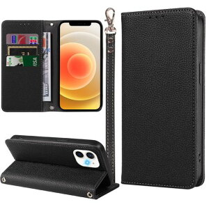 MINIKA iPhone 12/12Pro �p �P�[�X �蒠�^ �X�g���b�v�t�� ����PU���U�[ 3���̃J�[�h�����[ �������y�u���b�N�z