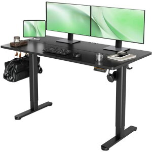 Claiks昇降デスク初心者向けスタンディングデスク電動パソコンデスク昇降式オフィスデスク幅140cm*奥行き60cmブラックフレーム/ブラック天板