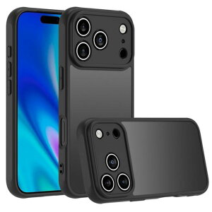 iPhone17ProMax用ケースPC背面いPhone17ProMax対応半透明カバーアイフォン17プロマックス適用スマホケース耐黄変耐衝撃TPU側面バンパーストラップホールブラックSMPURF