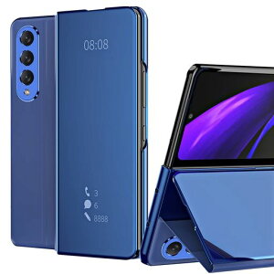 NINKI Galaxy Z Fold 3 �J�o�[ �Ռ��ی� PU�v+PC�t���[��+�K���X�� ���^ �X�^���h�@�\ �X�}�[�g�t�H���P�[�X �X�N���[���ی� �M�����N�V�[ �[�b�g �t�H���h 3�P�[�X 5G�J�o�[ (�u���[)