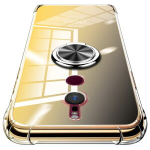 XperiaXZ3ケースリング付きTPU耐衝撃透明軽量薄型衝撃吸収傷防止カメラ保護車載ホルダー対応指紋防止スタンド機能おしゃれ耐久スマホケースおしゃれ人気携帯カバーXperiaXZ3