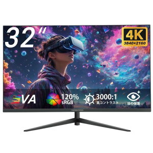 XUNDEFINED32�C���`4K���j�^�[UHD(3840x2160)�𑜓x60Hz�f�B�X�v���C�����VA�p�l��120%sRGB3000:1���R���g���X�gFreeSync�Ή��u���[���C�g�ጸ�t���b�J�[�t���[�`���g����