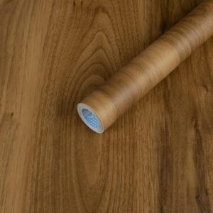 Jiroka壁紙木目リメイクシート木目調シート茶色厚手透けない木目調壁紙シールのり付き40cmx5mイエロー木目シール貼って剥がせるリフォームシート防水/防油/防汚耐熱キッチンリビングテー…