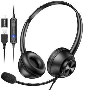 New Bee �w�b�h�Z�b�g �L�� �}�C�N�t�� �w�b�h�t�H�� USB-A/USB-C�Ή� 270�x��] ���� �m�C�Y�L�����Z�����O�}�C�N�t���ƃI�����C������ �w�b�h�z�� Zoom Skype �I�����C������ �e�����[�N �����[�c