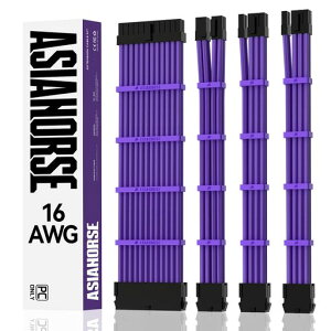AsiaHorse PC�p�X���[�u�P�[�u�� GPU/CPU�pPC�d�� �����P�[�u�� �� [16AWG�����\���R�A] 4�{ & 30CM 2�{��8�s�� GPU 1�{��8�s�� CPU 1�{��24�s�� �� �_��ŊǗ����e�Ղł�