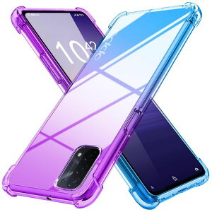 OPPOA745GケースA545Gケースクリア薄型グラデーション色ケース軽量tpu耐衝撃スマホケース透明米軍MIL規格取得おしゃれ黄変防止防塵一体型人気オッポA74携帯カバーパープルブルー