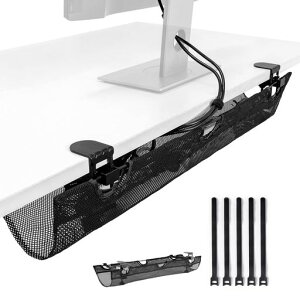 ACCURTEKデスク下メッシュケーブルトレー大型幅91cm耐荷重5kg収納配線整理クランプ式取り付け簡単火災対策