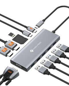 NOVOOUSBChbLOXe[V|12|[gځE2HDMIEVGAE5USB|[gE100WPDΉEUSB-Cf[^ESD/TFJ[h[_[|MacBook/Dell/HP/SurfaceȂǂɑΉ