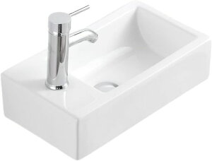 【排水セット付き】手洗い器壁掛け手洗器陶器洗面ボウル洗面台おしゃれ手洗いボウル壁付け型37*18*9CM蛇口左?