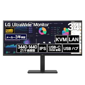 LG�E���g�����C�h���j�^�[UltraWideMonitor34BA75QE-B34�C���`�Ȗ�(3800R)/3440x1440/IPS/��10.7���F�\��(8bit+FRC)/sRGB