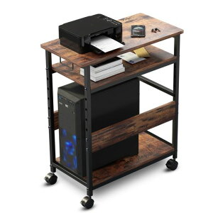 MASTLUパソコンラックpcラック幅60x奥行30cmパソコンワゴンpcワゴンキャスター付き棚板高さ調節可能転倒防止収納棚多用途