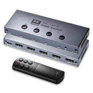 Anber-Tech HDMI 2.1 �؂�ւ��� 4����1�o�� 8K@60Hz/4K@240Hz/1080P@480Hz HDMI �ؑ֊� 4x1 �Z���N�^�[ HDCP 2.3 HDR10+ 3D �yCEC�E�����F���E�d���f�L���@�\ �Ή� �z