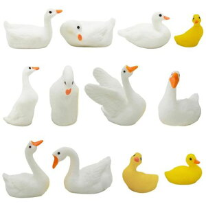 12個かわいいアヒルミニ樹脂動物フィギュア置物庭風景水族館の装飾用面白い農場の彫刻庭の装飾オーナメント工芸品ギフトDIY卓上玄関オフィスアクセサリー小道具系小物雑貨ガーデニン…