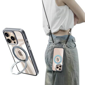 xiusiteli For iPhone 16 Pro Max �p �P�[�X �N���A MagSafe�Ή� 360�x��]�X�^���h �}�O�l�b�g���� ���C�A���X�[�d�Ή� iPhone16ProMax �J�o�[ �V�����_�[ �l�b�N �X�g���b�v�t�� ���������\