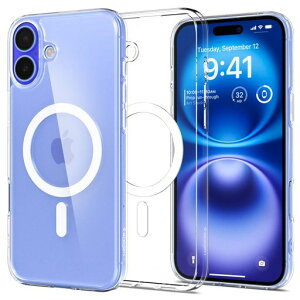 Spigen �y�d��33g�̒��y�ʁziPhone 16 Plus �P�[�X �N���A MagSafe�Ή� �ϏՌ� ���^ �y�� �X�g���b�v�z�[�� ���ϖh�~ �ČRMIL�K�i ���� �G�A�X�L���E�n�C�u���b�h�E�}�O�t�B�b�g ACS08063 (�N���X�^���c