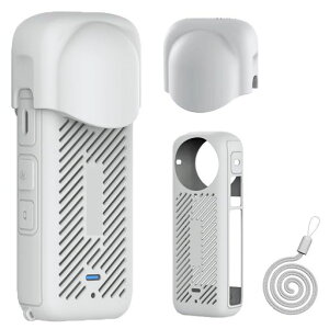 LINGHUANGInsta360x4レンズカバー用本体保護カバーハンドストラップセット組放熱性インスタ360x4カバーシリコンカバーX4保護ケース全面保護Insta360X4カメラアクセサリーに適用(3点セット入グレー)