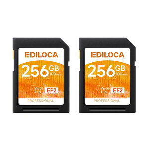Ediloca EF2�y2���Z�b�g�z256GB SD�J�[�h UHS-I Class10 U3 V30 ���� �ő�ǎ摬�x 100MB/s �ő发�����x 90MB/s �������J�[�h 4K/�t��HD�Ή�