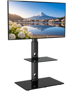 BONTEC �e���r�X�^���h �Ǌ� �n�C�^�C�v 30-70�C���`�Ή� tv�X�^���h �e���r�� �ω׏d40kg ����6�i���� ���E37�x��] VESA600x400mm�Ή� �����K���X�I��2�� �P�[�u�������@�\�t�� tv stand