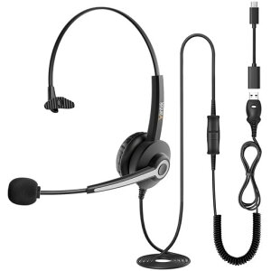 Wantek �w�b�h�Z�b�g USB Type-C �Ў� �w�b�h�z�� �L�� �m�C�Y�L�����Z�����O�}�C�N�t�� Web��c�AZoom/Skype�A�r�W�l�X�A�I�t�B�X�A�ݑ�Ζ��A�Ɩ��p�A�����[�g���[�N�A�I�����C�����ƁE�w�K�Ɂc
