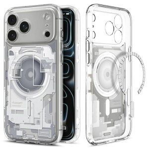 Spigen �y�n��18�N�̋Z�p�́z iPhone 17 Pro �P�[�X MagSafe�Ή� �N���A �X�g���b�v�z�[�� �ČRMIL�K�i �E���g���E�n�C�u���b�h�E�}�O�t�B�b�g (�[���E�����E�z���C�g) ACS10071