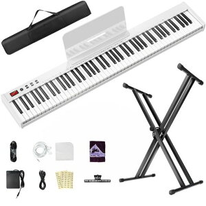 YOPIN�d�q�s�A�m88���ՃX�^���h�t��MIDI�Ή�129�퉹�F128�탊�Y��Bluetooth5.4�^�b�`���m���{��\�LLCD�f�B�X�v���C�y�ʃf�U�C��1800mAh�o�b�e���[�[�d�����S�Ҍ����q�����K�p���{��������t��