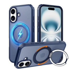 iPhone 16 Plus �p �P�[�X �c�����Ή������O 360°��]�X�^���h magsafe�Ή� ���C�����X�[�d �ČRMIL�K�i �ϏՌ� ������ �}�b�g�� iPhone 16 Plus �P�[�X 6.7�C���` �u���[